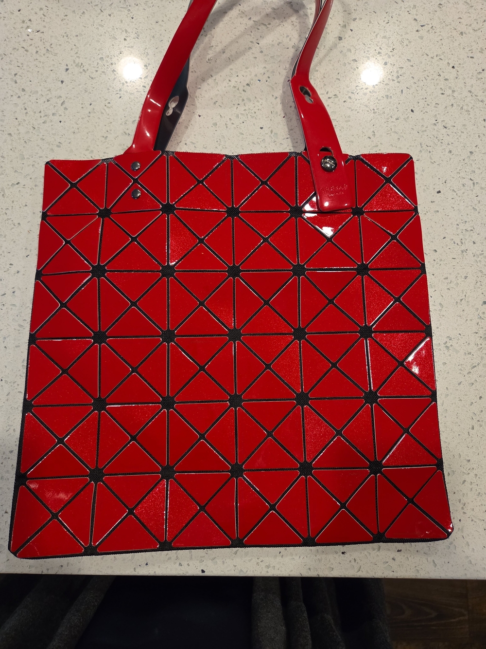 Issey Miyake Red Geometric Panel Tote